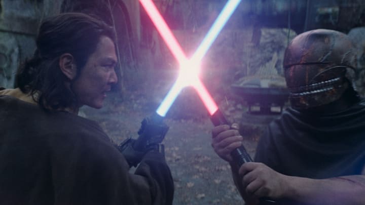 (L-R): Master Sol (Lee Jung-jae) and the Stranger Qimir in Lucasfilm's Star Wars: THE ACOLYTE, season one, exclusively on Disney+. ©2024 Lucasfilm Ltd. & TM. All Rights Reserved.