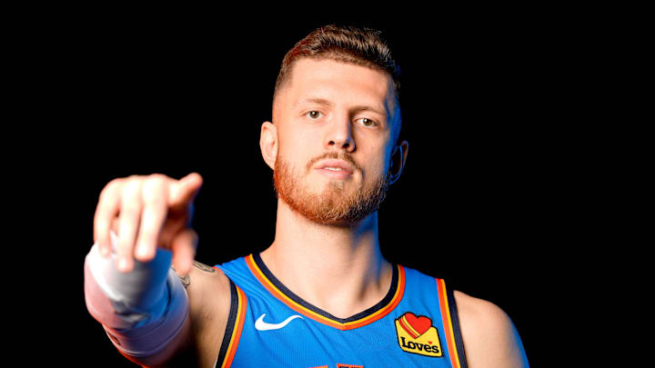 Isaiah Hartenstein is pictured during the Thunder media day at the Paycom Center in Oklahoma City, on Monday, Sept. 30, 2024.