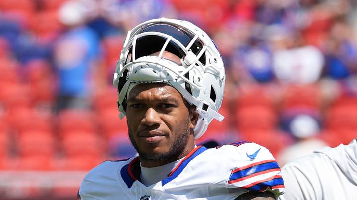 Aug 15, 2026; Orchard Park, New York, USA; Buffalo Bills wide receiver DJ Moore (2) prior to the game between the Carolina Panthers and Buffalo Bills at New Highmark Stadium. Mandatory Credit: Gregory Fisher-Imagn Images
