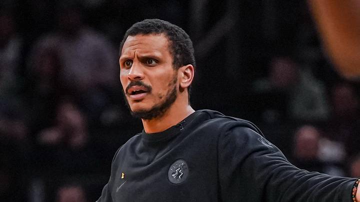 Apr 28, 2026; Boston, Massachusetts, USA; Boston Celtics head coach Joe Mazzulla watches from the sideline as they take on the Philadelphia 76ers during game five of the first round of the 2026 NBA Playoffs at TD Garden. Mandatory Credit: David Butler II-Imagn Images