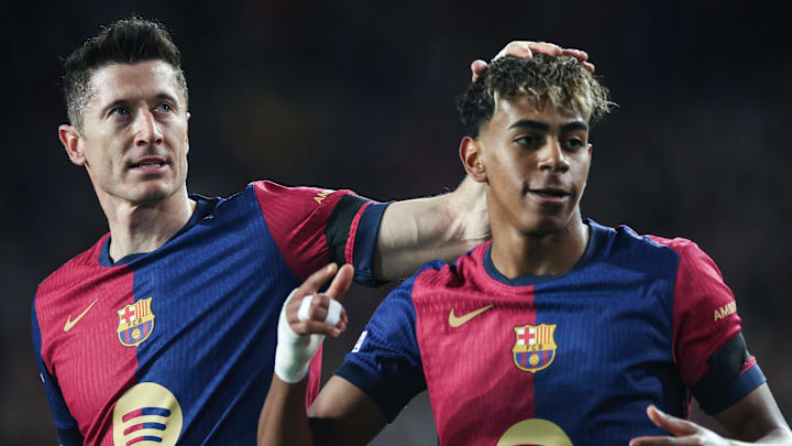 Robert Lewandowski (left) was Barcelona’s leading goalscorer in 2024–25.