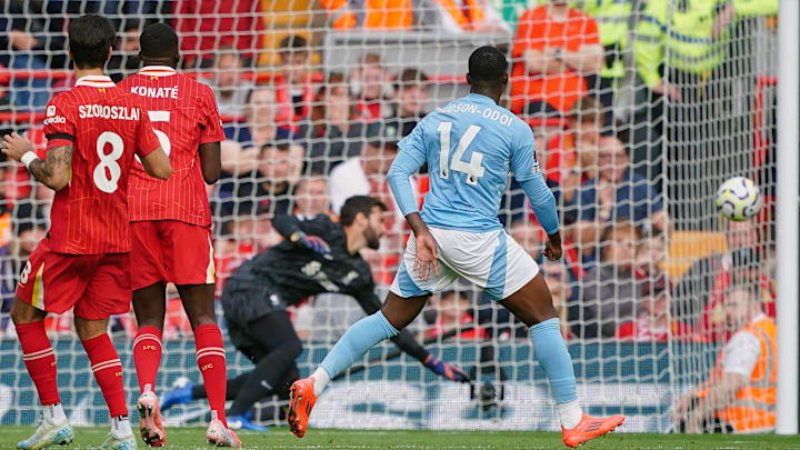 Callum Hudson-Odoi's (right) strike sealed Nottingham Forest's first win at Anfield in 55 years. Callum Hudson-Odoi's (right) strike sealed Nottingham Forest's first win at Anfield in 55 years.