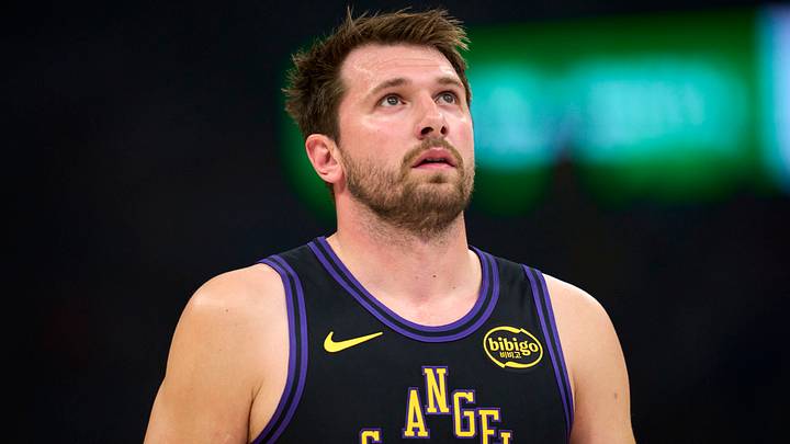 OKLAHOMA CITY, OKLAHOMA - APRIL 02: Luka Doncic #77 of the Los Angeles Lakers looks on. (Photo by Cooper Neill/Getty Images)