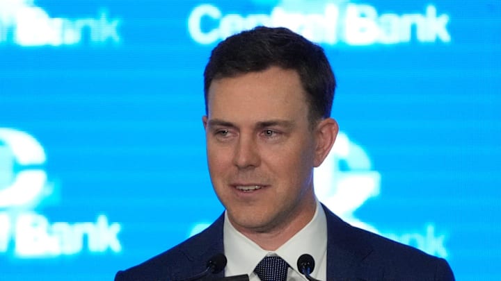 New Kentucky Wildcat head coach Will Stein makes remarks as he is introduced at Kentucky on Wednesday, December 3, 2025 New Kentucky Wildcat head coach Will Stein makes remarks as he is introduced at Kentucky on Wednesday, December 3, 2025