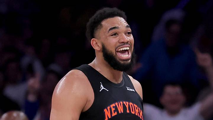 Apr 28, 2026; New York, New York, USA; New York Knicks center Karl-Anthony Towns (32) reacts during the second quarter of game five of the first round of the 2026 NBA Playoffs against the Atlanta Hawks at Madison Square Garden. Mandatory Credit: Brad Penner-Imagn Images Apr 28, 2026; New York, New York, USA; New York Knicks center Karl-Anthony Towns (32) reacts during the second quarter of game five of the first round of the 2026 NBA Playoffs against the Atlanta Hawks at Madison Square Garden. Mandatory Credit: Brad Penner-Imagn Images