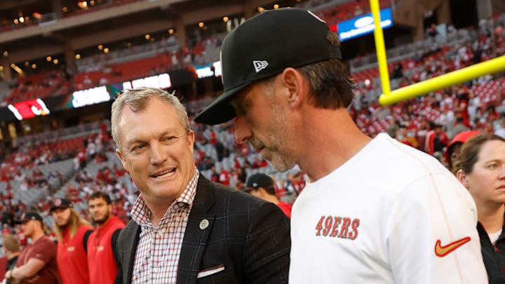San Francisco 49ers general manager John Lynch (L) and head coach Kyle Shanahan (R) San Francisco 49ers general manager John Lynch (L) and head coach Kyle Shanahan (R)