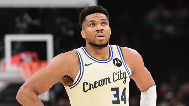 Mar 4, 2026; Milwaukee, Wisconsin, USA; Milwaukee Bucks forward Giannis Antetokounmpo (34) looks on in the fourth quarter against the Atlanta Hawks at Fiserv Forum. Mandatory Credit: Benny Sieu-Imagn Images Mar 4, 2026; Milwaukee, Wisconsin, USA; Milwaukee Bucks forward Giannis Antetokounmpo (34) looks on in the fourth quarter against the Atlanta Hawks at Fiserv Forum. Mandatory Credit: Benny Sieu-Imagn Images