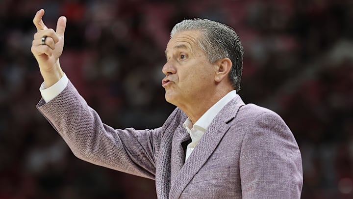 Arkansas Razorbacks coach John Calipari during the first half against the Samford Bulldogs at Bud Walton Arena. Arkansas Razorbacks coach John Calipari during the first half against the Samford Bulldogs at Bud Walton Arena.