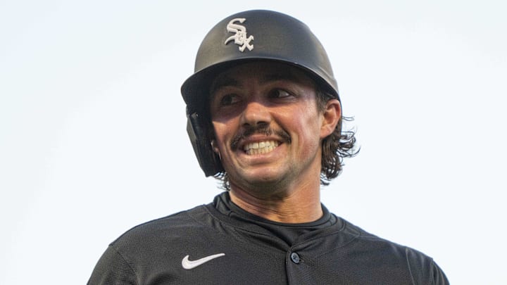 Chicago White Sox outfielder Dominic Fletcher (7) against the San Francisco Giants at Oracle Park.