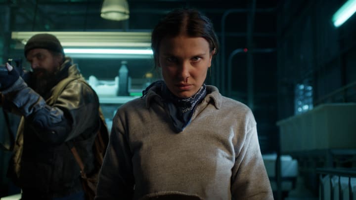 STRANGER THINGS. (L to R) David Harbour as Jim Hopper and Millie Bobby Brown as Eleven in STRANGER THINGS. Cr. Courtesy of Netflix © 2025
