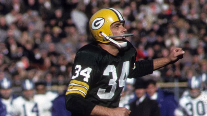 Oct 24, 1965; Green Bay, WI, USA; FILE PHOTO; Before joiing the Green Bay Packers in 1965, kicker/punter Don Chandler spent nine seasons with the New York Giants.