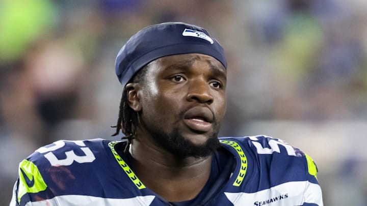 Seattle Seahawks linebacker Boye Mafe walks off the field