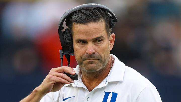 Oct 10, 2026; Atlanta, Georgia, USA; Duke Blue Devils head coach Manny Diaz talks to a referee against the Georgia Tech Yellow Jackets in the second quarter at Bobby Dodd Stadium at Hyundai Field. Mandatory Credit: Brett Davis-Imagn Images Oct 10, 2026; Atlanta, Georgia, USA; Duke Blue Devils head coach Manny Diaz talks to a referee against the Georgia Tech Yellow Jackets in the second quarter at Bobby Dodd Stadium at Hyundai Field. Mandatory Credit: Brett Davis-Imagn Images