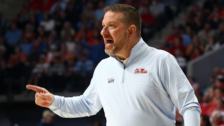 Mississippi Rebels coach Chris Beard against Auburn at The Sandy and John Black Pavilion at Ole Miss.