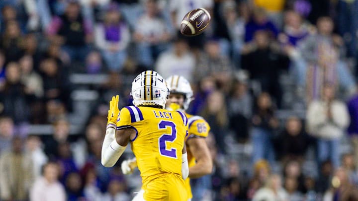 Former LSU Tigers wide receiver Kyren Lacy (2) catches a pass against the Vanderbilt Commodores