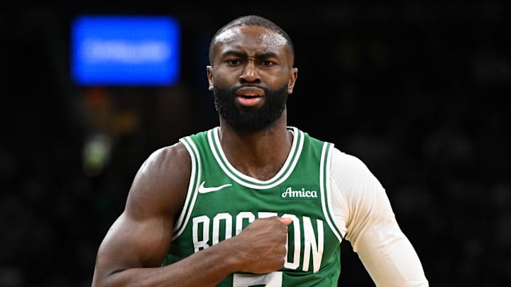 Dec 2, 2025; Boston, Massachusetts, USA; Boston Celtics guard Jaylen Brown (7) reacts after scoring against the New York Knicks during the second half at the TD Garden. Mandatory Credit: Brian Fluharty-Imagn Images Dec 2, 2025; Boston, Massachusetts, USA; Boston Celtics guard Jaylen Brown (7) reacts after scoring against the New York Knicks during the second half at the TD Garden. Mandatory Credit: Brian Fluharty-Imagn Images