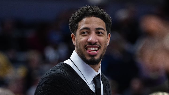 Dec 31, 2025; Indianapolis, Indiana, USA;  Indiana Pacers guard Tyrese Haliburton (0) in the second half against the Orlando Magic at Gainbridge Fieldhouse. Mandatory Credit: Trevor Ruszkowski-Imagn Images