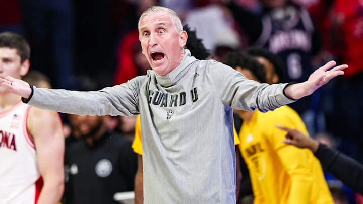 Jan 14, 2026; Tucson, Arizona, USA; Arizona State Sun Devils head coach Bobby Hurley reacts during the first half of the game against the Arizona Wildcats at McKale Memorial Center. Mandatory Credit: Aryanna Frank-Imagn Images