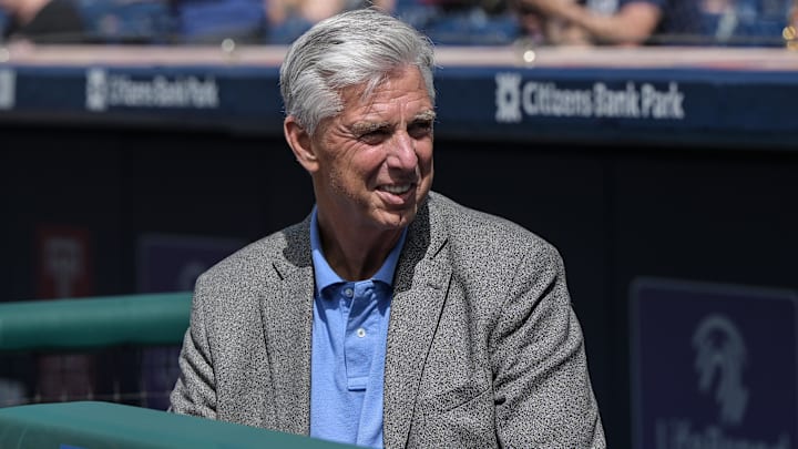 Jun 24, 2023; Philadelphia, Pennsylvania, USA;  Philadelphia Phillies President of Baseball Operations Dave Dombrowski prior to the game against the New York Mets at Citizens Bank Park.