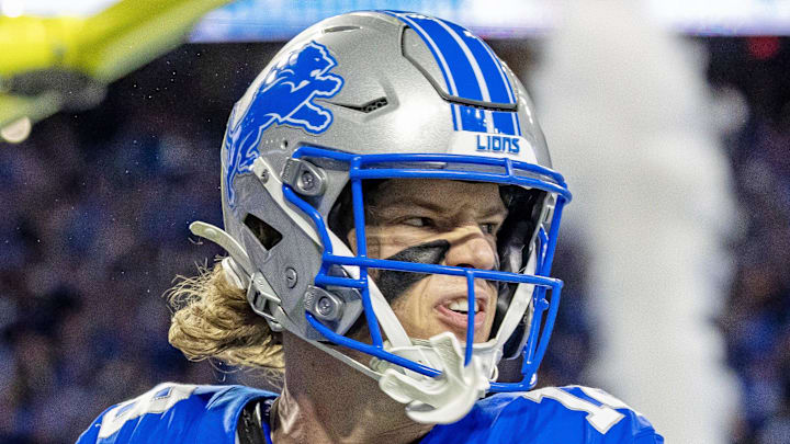 Detroit Lions wide receiver Isaac Teslaa (18) scores a touchdown during the third quarter against the Pittsburgh Steelers 