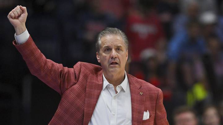 Arkansas Razorbacks coach John Calipari calls the play to his team against the Ole Miss Rebels during the second half at Bridgestone Arena. Arkansas Razorbacks coach John Calipari calls the play to his team against the Ole Miss Rebels during the second half at Bridgestone Arena.