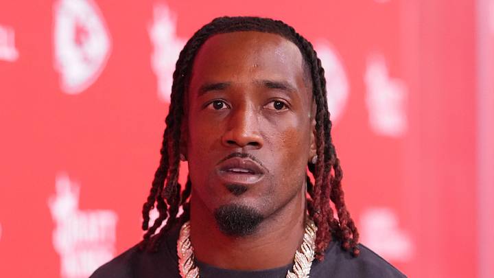 Sep 14, 2026; Kansas City, Missouri, USA; Kansas City Chiefs cornerback L'Jarius Sneed (38) enters the stadium before the game at GEHA Field at Arrowhead Stadium.  Mandatory Credit: Jay Biggerstaff-Imagn Images