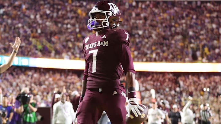 Texas A&M Aggies wide receiver KC Concepcion returns a punt for a touchdown against the LSU Tigers.