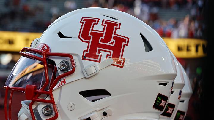 Sep 18, 2026; Lubbock, Texas, USA; A detailed view of Houston Cougars helmets on the bench before the game against the Texas Tech Red Raiders at Galaxy Stadium. Mandatory Credit: Michael C. Johnson-Imagn Images Sep 18, 2026; Lubbock, Texas, USA; A detailed view of Houston Cougars helmets on the bench before the game against the Texas Tech Red Raiders at Galaxy Stadium. Mandatory Credit: Michael C. Johnson-Imagn Images