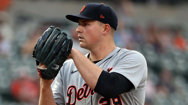 Detroit Tigers pitcher Skubal gets ready to pitch
