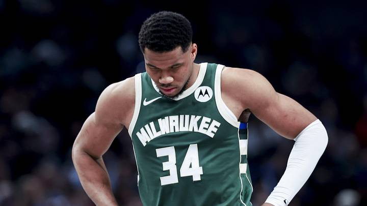 Mar 1, 2025; Dallas, Texas, USA; Milwaukee Bucks forward Giannis Antetokounmpo (34) reacts against the Dallas Mavericks during the first half at American Airlines Center. Mandatory Credit: Kevin Jairaj-Imagn Images Mar 1, 2025; Dallas, Texas, USA; Milwaukee Bucks forward Giannis Antetokounmpo (34) reacts against the Dallas Mavericks during the first half at American Airlines Center. Mandatory Credit: Kevin Jairaj-Imagn Images