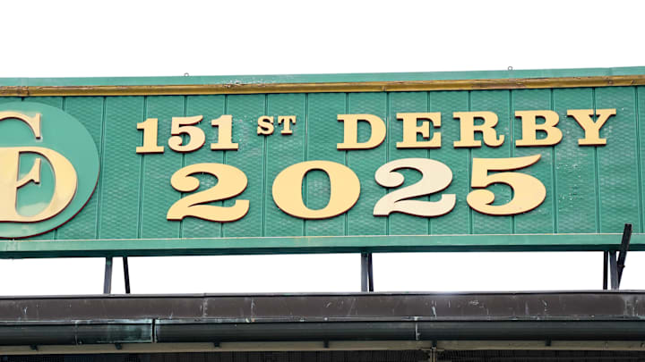 Churchill Downs changed its grandstand signage between the twin spires Thursday to reflect the 2025 Kentucky Derby. It’s been a tradition since 1939.