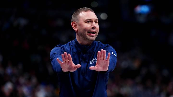 Apr 10, 2026; Denver, Colorado, USA; Denver Nuggets head coach David Adelman calls out in the second half against the Oklahoma City Thunder at Ball Arena. Mandatory Credit: Ron Chenoy-Imagn Images Apr 10, 2026; Denver, Colorado, USA; Denver Nuggets head coach David Adelman calls out in the second half against the Oklahoma City Thunder at Ball Arena. Mandatory Credit: Ron Chenoy-Imagn Images