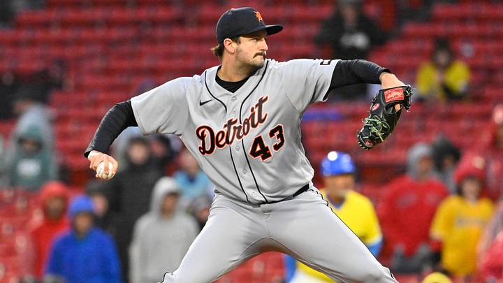 Apr 19, 2026; Boston, Massachusetts, USA; Detroit Tigers relief pitcher Connor Seabold (43) pitches against the Boston Red Sox during ninth inning at Fenway Park. Mandatory Credit: Eric Canha-Imagn Images Apr 19, 2026; Boston, Massachusetts, USA; Detroit Tigers relief pitcher Connor Seabold (43) pitches against the Boston Red Sox during ninth inning at Fenway Park. Mandatory Credit: Eric Canha-Imagn Images