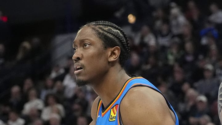Feb 13, 2025; Minneapolis, Minnesota, USA; Oklahoma City Thunder forward Jalen Williams (8) and center Isaiah Hartenstein (55) react to a call for the Minnesota Timberwolves in the third quarter at Target Center. Mandatory Credit: Bruce Kluckhohn-Imagn Images Feb 13, 2025; Minneapolis, Minnesota, USA; Oklahoma City Thunder forward Jalen Williams (8) and center Isaiah Hartenstein (55) react to a call for the Minnesota Timberwolves in the third quarter at Target Center. Mandatory Credit: Bruce Kluckhohn-Imagn Images
