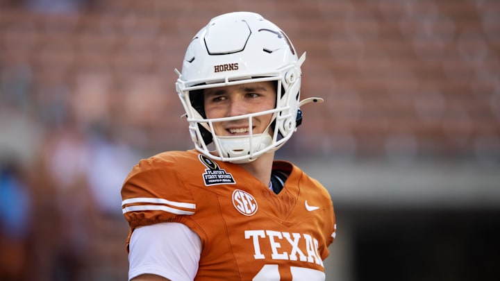 Texas Longhorns quarterback Trey Owens against the Clemson Tigers during the CFP National playoff first round at Darrell K Royal-Texas Memorial Stadium. Texas Longhorns quarterback Trey Owens against the Clemson Tigers during the CFP National playoff first round at Darrell K Royal-Texas Memorial Stadium.