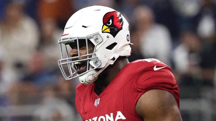 Nov 3, 2025; Arlington, Texas, USA; Arizona Cardinals linebacker Josh Sweat (10) celebrates after a sack against the Dallas Cowboys in the first half at AT&T Stadium. Mandatory Credit: Kevin Jairaj-Imagn Images Nov 3, 2025; Arlington, Texas, USA; Arizona Cardinals linebacker Josh Sweat (10) celebrates after a sack against the Dallas Cowboys in the first half at AT&T Stadium. Mandatory Credit: Kevin Jairaj-Imagn Images