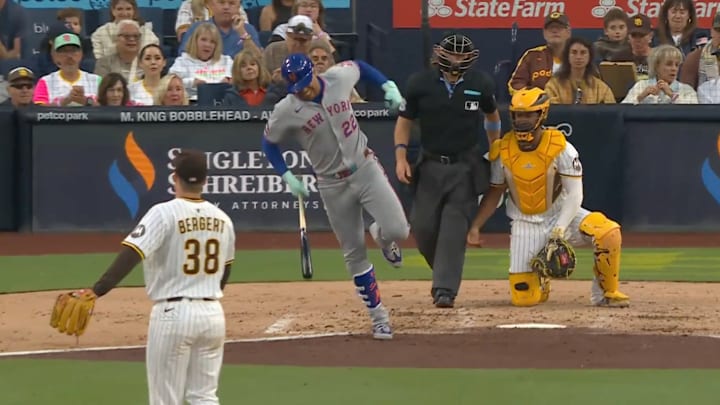 Juan Soto was forced out of action early in Tuesday’s game against the Padres.