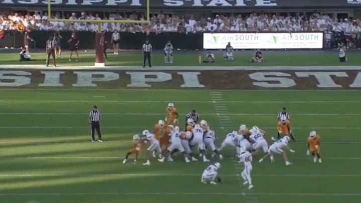 SEC announcer Dave Neal mistakenly said Mississippi State's field goal attempt was good in the third quarter.