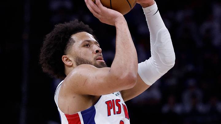 Apr 19, 2026; Detroit, Michigan, USA; Detroit Pistons guard Cade Cunningham (2) shoots in the second half against the Orlando Magic during the 2026 NBA Playoffs at Little Caesars Arena. Mandatory Credit: Rick Osentoski-Imagn Images