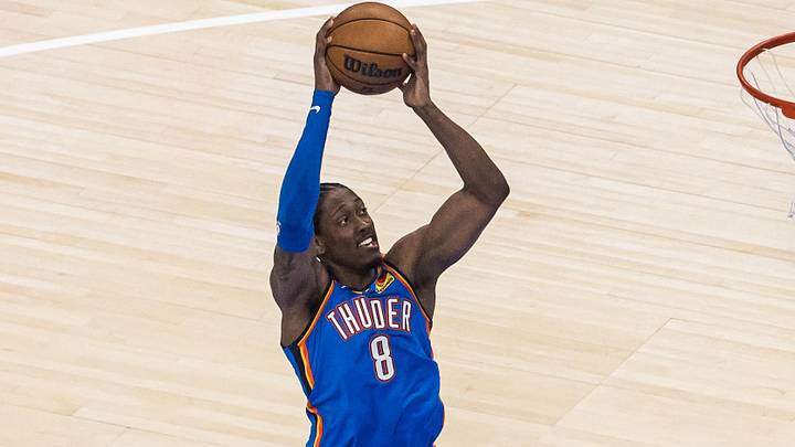 May 18, 2026; Oklahoma City, Oklahoma, USA; Oklahoma City Thunder forward Jalen Williams (8) dunks in the first quarter against the San Antonio Spurs during game one of the western conference finals for the 2026 NBA playoffs at Paycom Center. Mandatory Credit: Brett Rojo-Imagn Images May 18, 2026; Oklahoma City, Oklahoma, USA; Oklahoma City Thunder forward Jalen Williams (8) dunks in the first quarter against the San Antonio Spurs during game one of the western conference finals for the 2026 NBA playoffs at Paycom Center. Mandatory Credit: Brett Rojo-Imagn Images