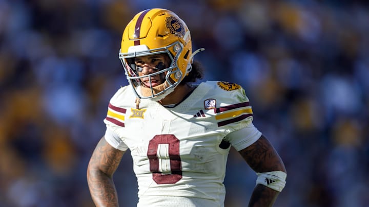 Oct 18, 2025; Tempe, Arizona, USA; Arizona State Sun Devils wide receiver Jordyn Tyson (0) against the Texas Tech Red Raiders at Mountain America Stadium. Mandatory Credit: Mark J. Rebilas-Imagn Images Oct 18, 2025; Tempe, Arizona, USA; Arizona State Sun Devils wide receiver Jordyn Tyson (0) against the Texas Tech Red Raiders at Mountain America Stadium. Mandatory Credit: Mark J. Rebilas-Imagn Images