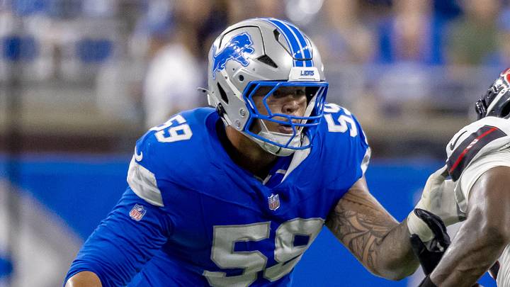 Detroit Lions offensive tackle Giovanni Manu (59). Detroit Lions offensive tackle Giovanni Manu (59).