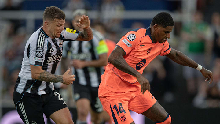 Los británicos Kieran Trippier y Marcus Rashford en la fase de liga