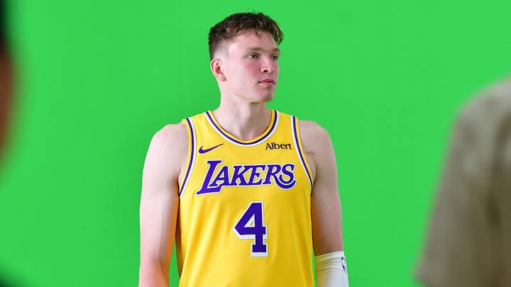 Sep 28, 2026; El Segundo, CA, USA; Los Angeles Lakers player Dalton Knecht (4) during media day at UCLA Health Training Center. Mandatory Credit: Gary A. Vasquez-Imagn Images Sep 28, 2026; El Segundo, CA, USA; Los Angeles Lakers player Dalton Knecht (4) during media day at UCLA Health Training Center. Mandatory Credit: Gary A. Vasquez-Imagn Images