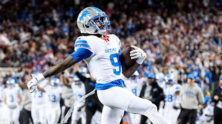 Detroit Lions wide receiver Jameson Williams (9). Detroit Lions wide receiver Jameson Williams (9).