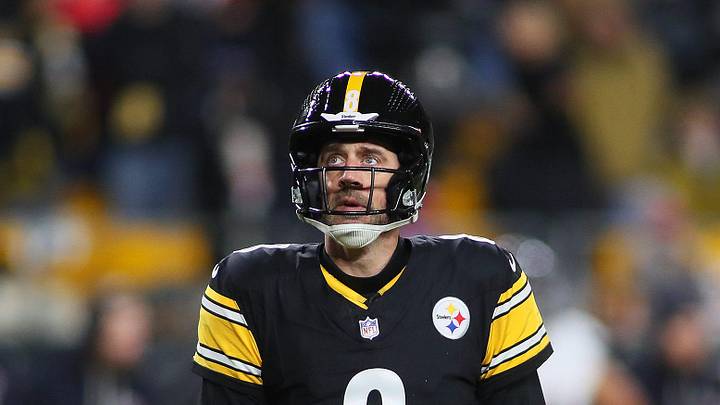 Pittsburgh Steelers quarterback Aaron Rodgers (8) looks on after being sacked during the first half of the NFL Wild Card game against the Houston Texans at Acrisure Stadium in Pittsburgh, PA on January 12, 2026.
