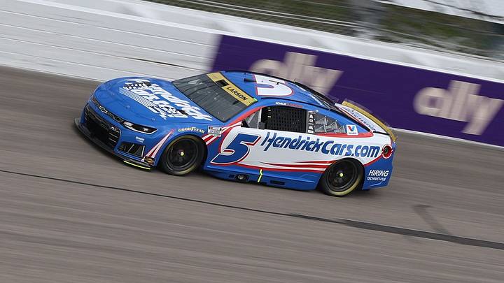Kyle Larson took the win in the NASCAR Cup Series Hollywood Casino 400 at Kansas Speedway. Kyle Larson took the win in the NASCAR Cup Series Hollywood Casino 400 at Kansas Speedway.