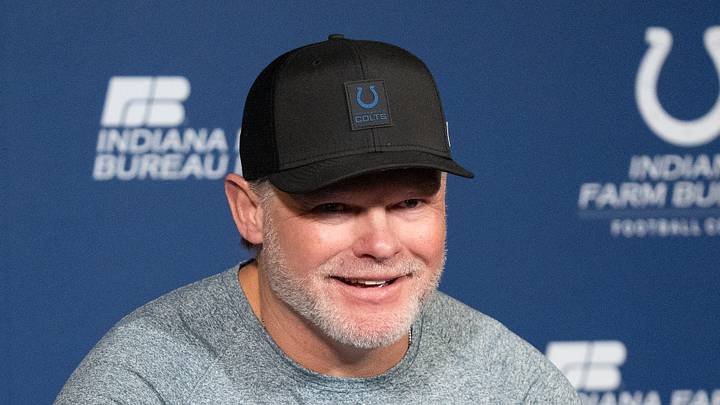 Indianapolis Colts general manager Chris Ballard speaks with the media