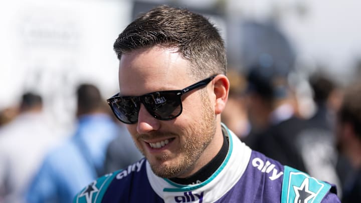 Feb 15, 2026; Daytona Beach, Florida, USA; NASCAR Cup Series driver Alex Bowman (48) during the 68th running of the Daytona 500 at Daytona International Speedway.