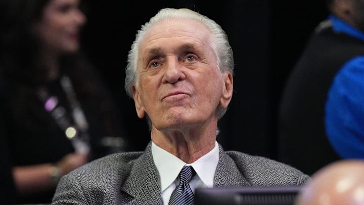 Miami Heat team president Pat Riley looks on (Mandatory Credit: Jim Rassol-Imagn Images)